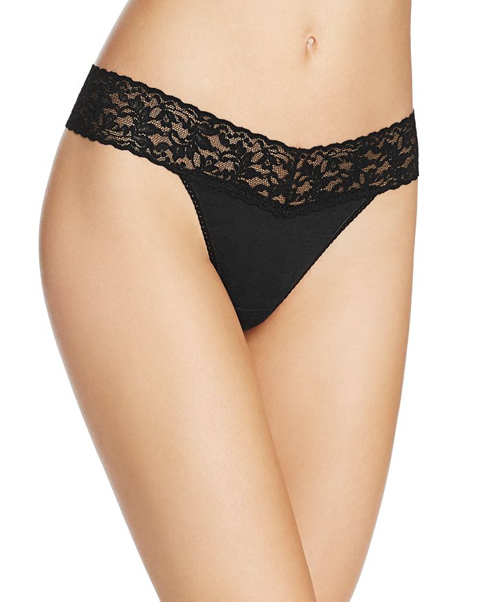 Shop Hanky Panky Cotton With A Conscience Original-rise Thong In Black
