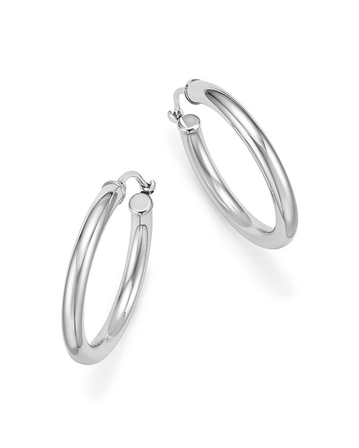 White gold cheap tube hoop earrings
