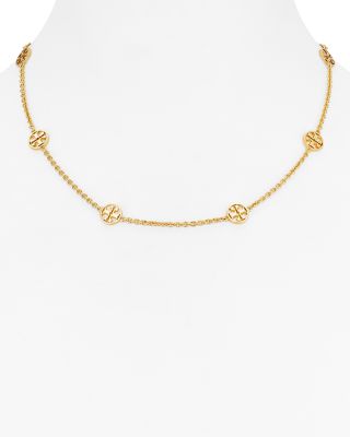 tory burch logo charm delicate necklace