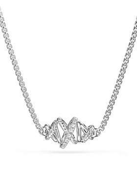 David Yurman - Crossover Single Station Necklace with Diamonds
