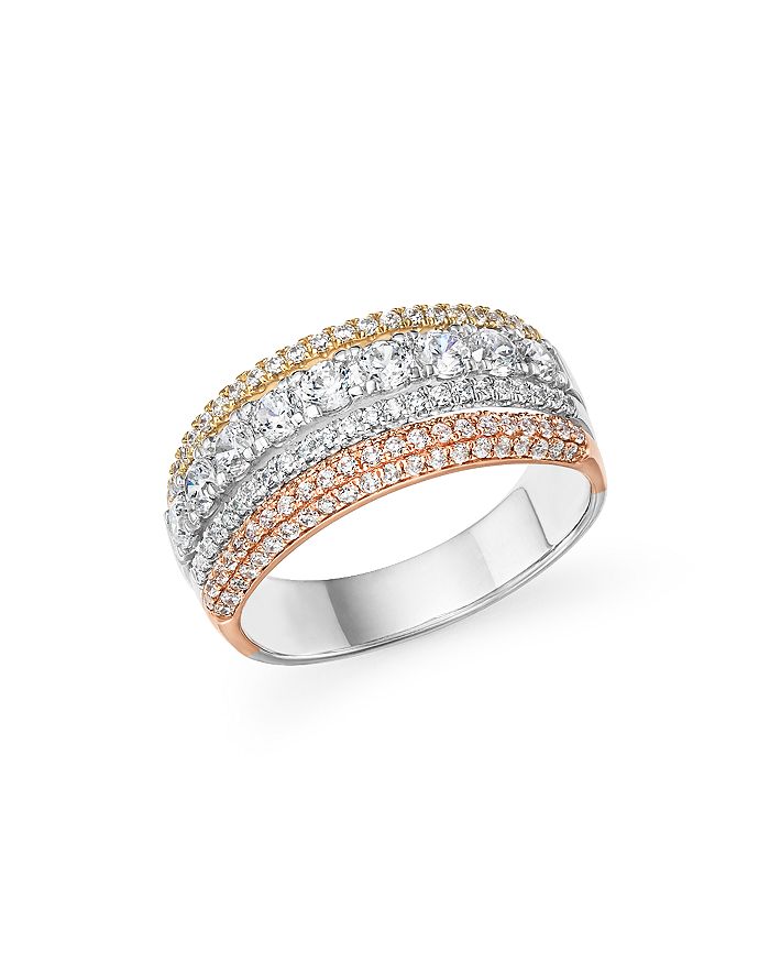 Bloomingdale's Diamond Multi Row Ring In 14k Gold, 1.40 Ct. T.w. - 100% Exclusive In White/multi