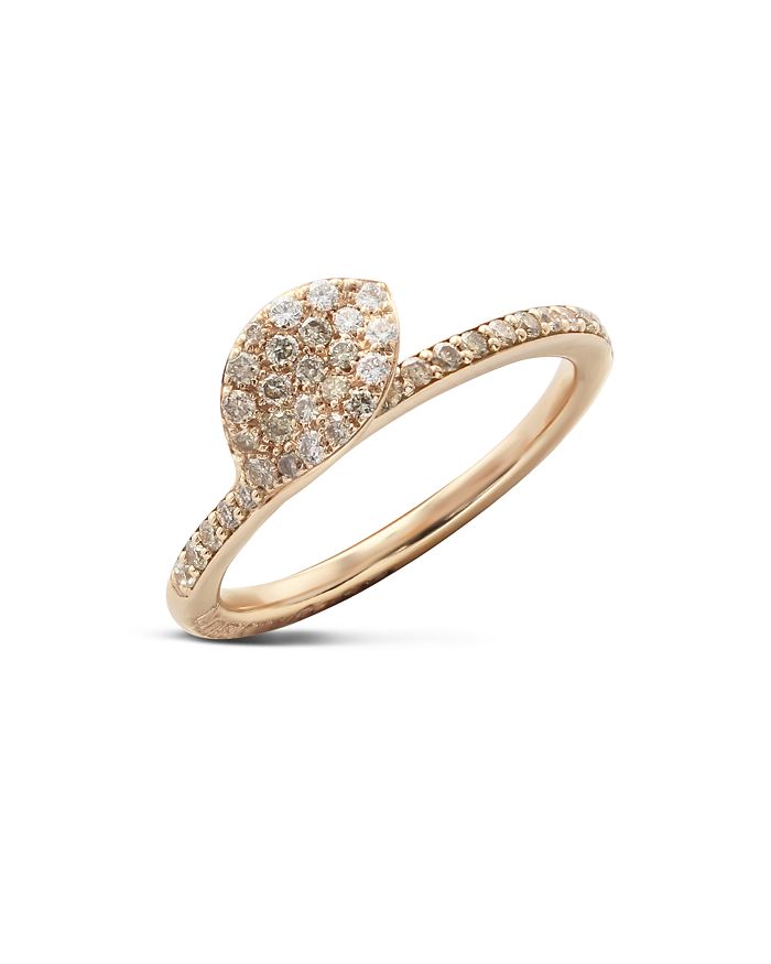 Pasquale Bruni 18k Rose Gold Secret Garden Single Petal Pave Diamond Ring In White/rose