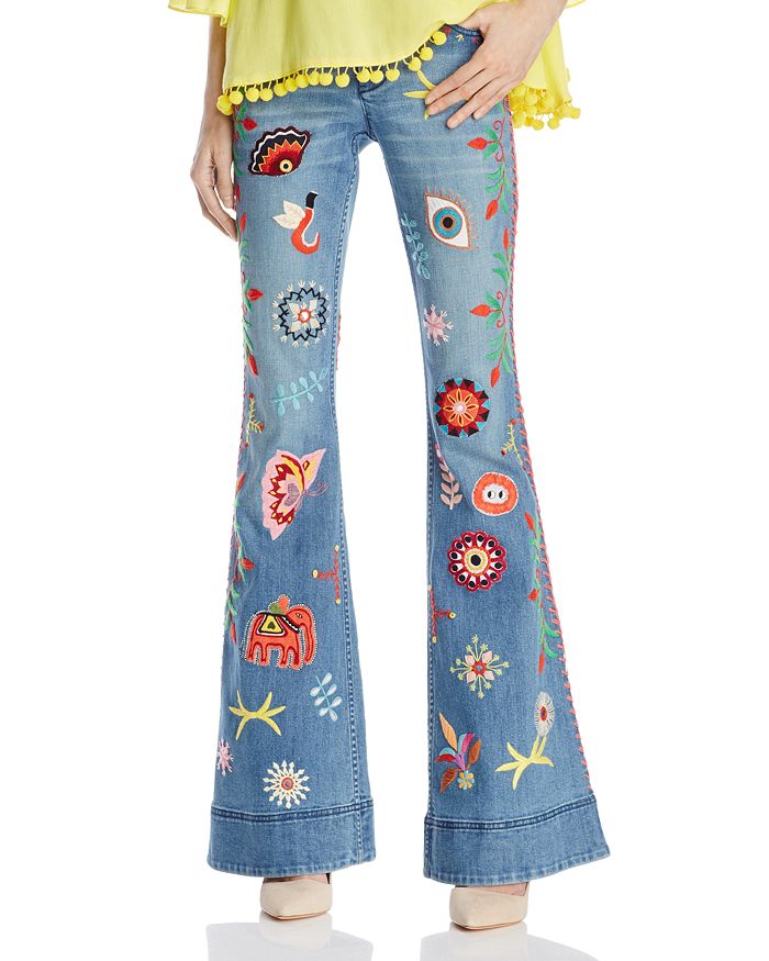 Alice olivia shop embroidered jeans