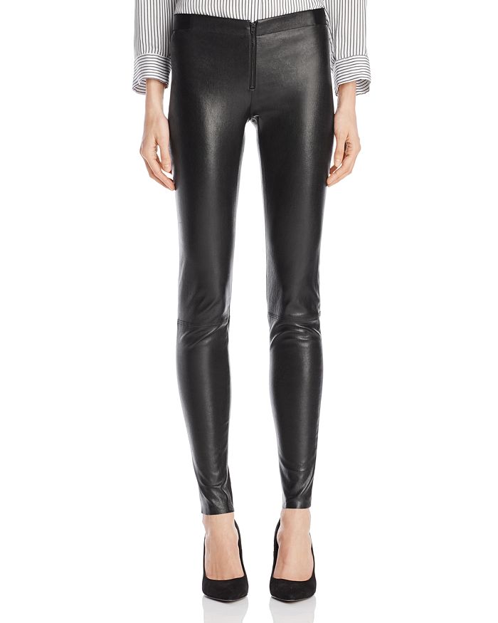 Alice and Olivia Alice + Olivia Zip Front Leather Leggings