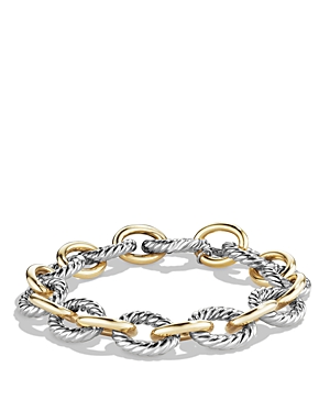 David Yurman Oval Large Link Bracelet With Gold, 8.25 In Silver/yellow Gold