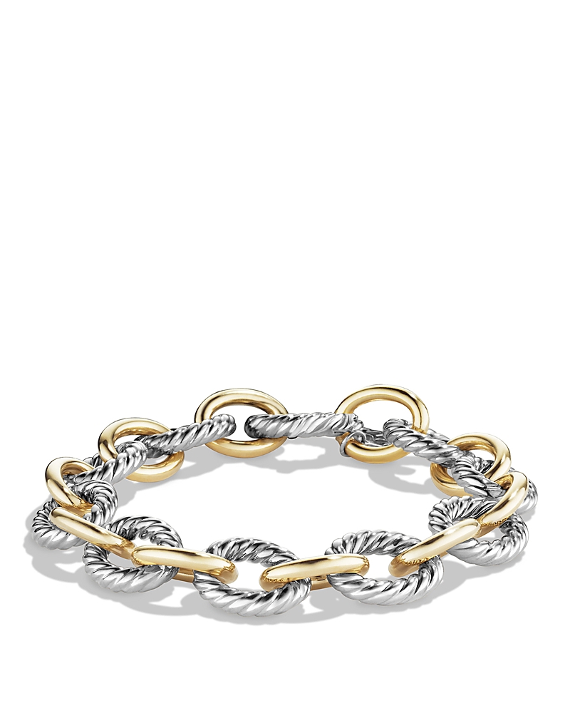 David Yurman Oval Large Link Bracelet with Gold, 8.25