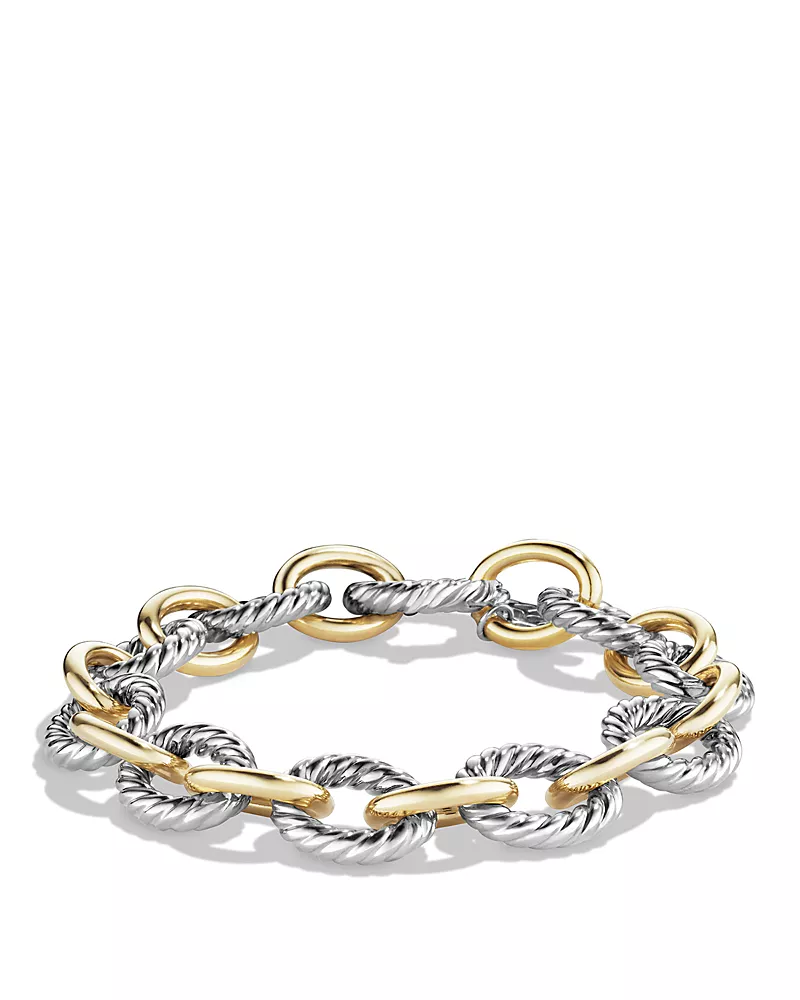 David Yurman Oval Large Link Bracelet with Gold, 8.25
