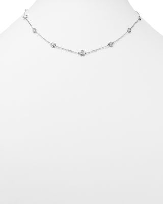 Diamond Station Necklace in 14K White Gold, 2.60 tcw 
