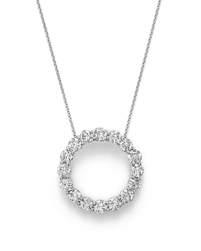 Bloomingdale's - Diamond Open Circle Pendant Necklace in 14K White Gold, 4.0 ct. t.w. - 100% Exclusive