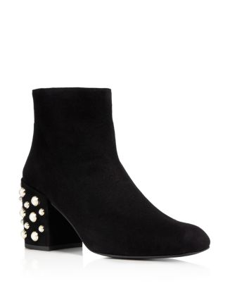 Stuart Weitzman Bacari Pearl Stud Block Heel Booties | Bloomingdale's