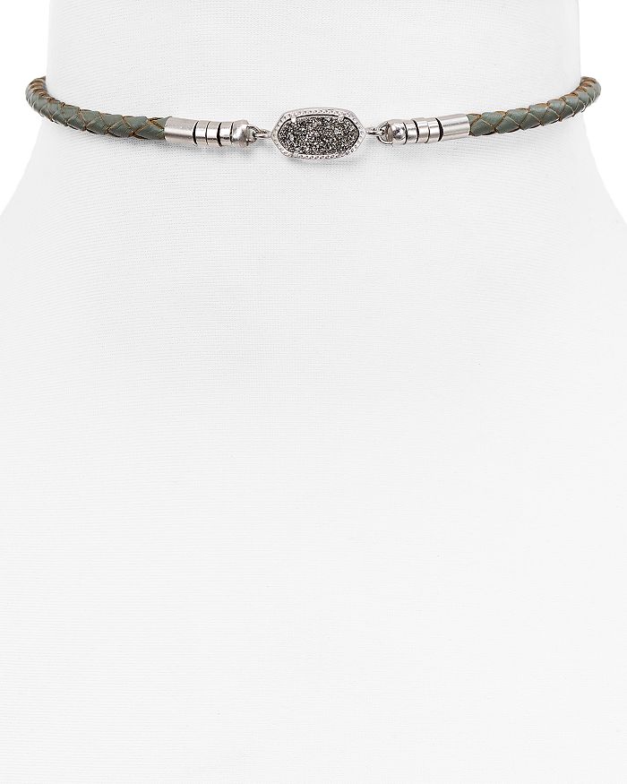 Kendra Scott Cooper Leather Drusy Choker Necklace 12