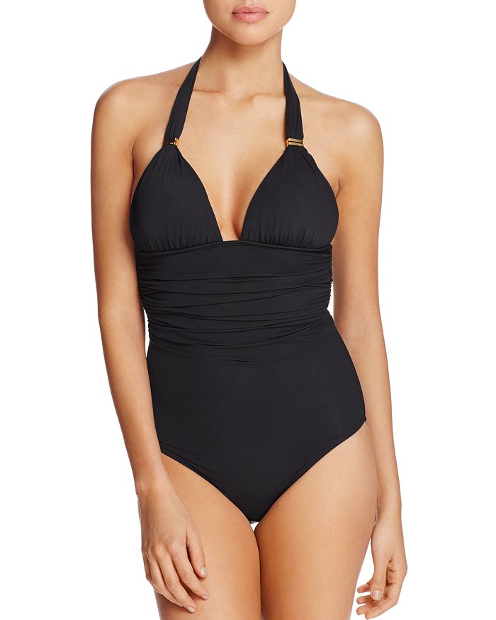 VIX BIA RUCHED HALTER ONE PIECE SWIMSUIT,212-807-001