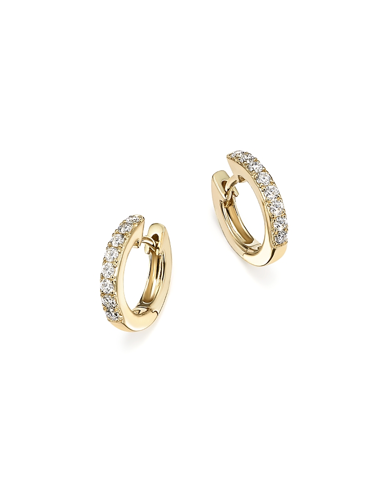 Diamond Mini Hoop Earrings in 14K Yellow Gold, 0.15 tcw