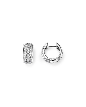 Diamond Huggie Hoop Earrings in 14K White Gold,.45 ct. t.w. - 100% Exclusive