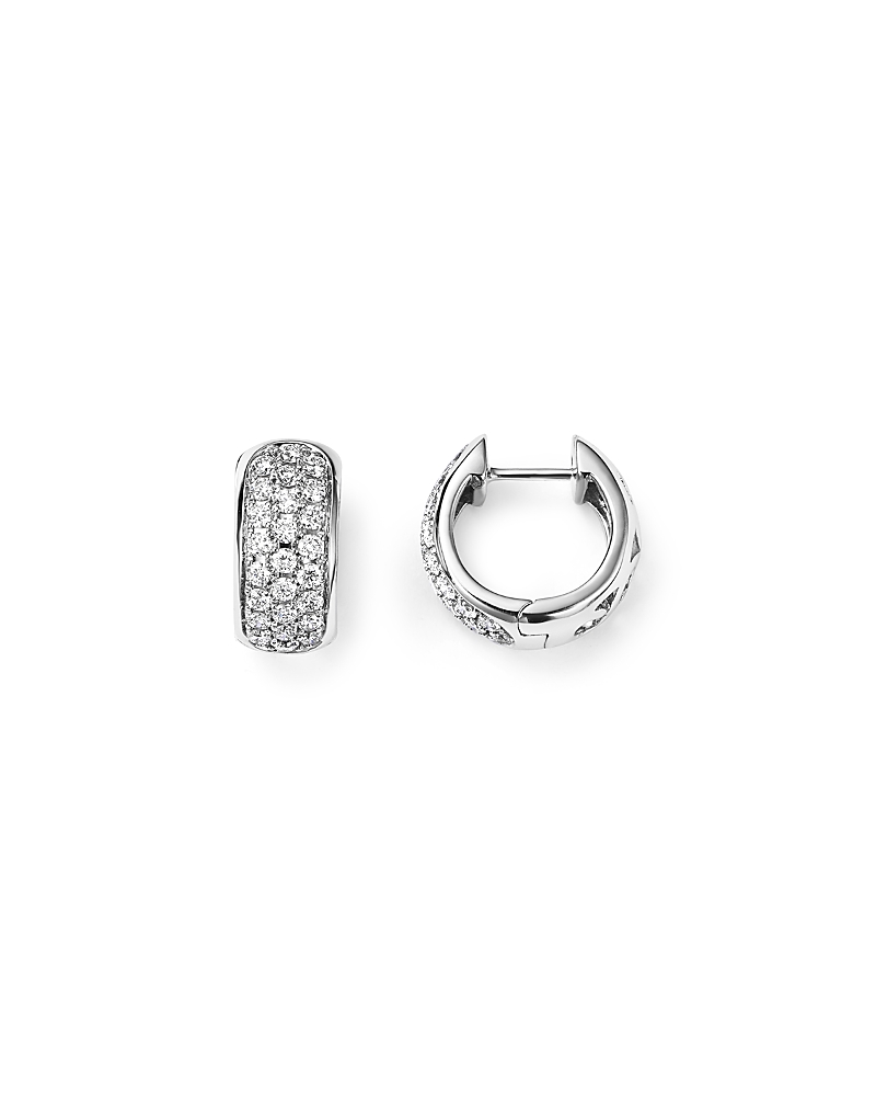 Diamond Huggie Hoop Earrings in 14K White Gold, .45 tcw