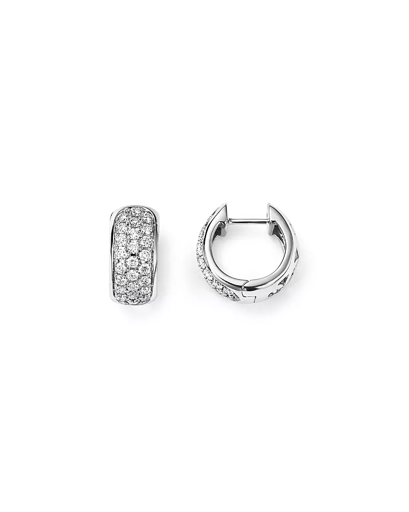 Diamond Huggie Hoop Earrings in 14K White Gold, .45 tcw