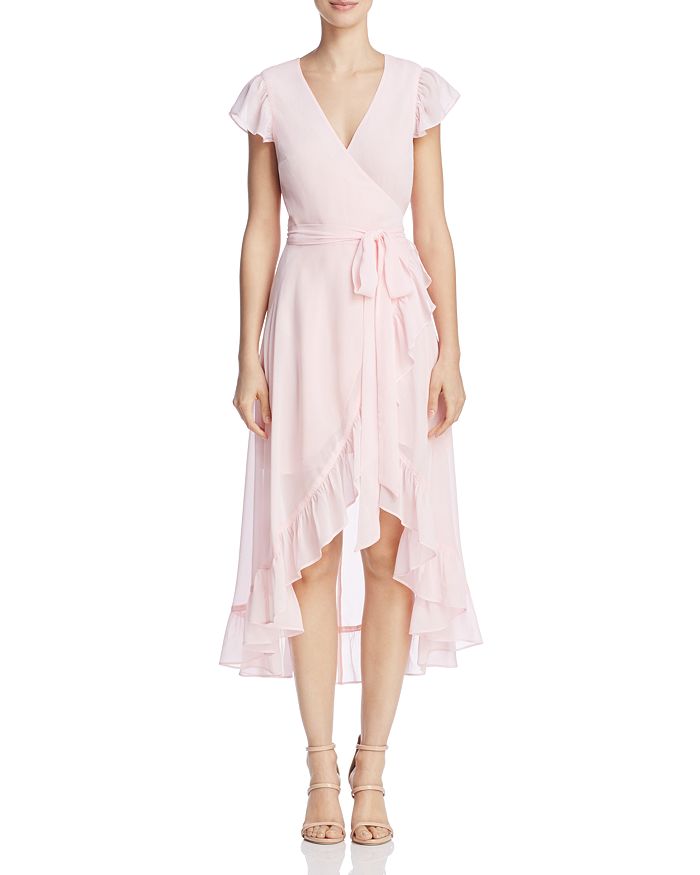 Wayf ruffle deals wrap dress