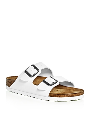 Birkenstock Arizona Bs Womens Leather Slip On Footbed Sandals In White