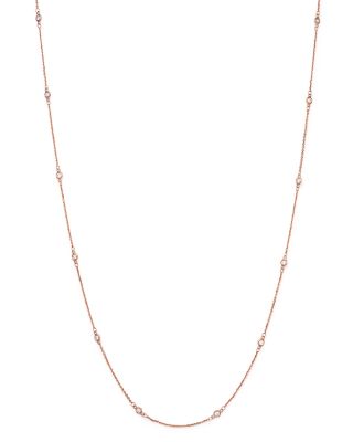 Diamond Station Necklace in 14K Rose Gold, .30 ct. t. w. - Exclusive