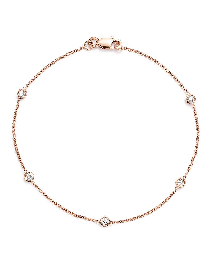 Bloomingdale's Diamond Station Bracelet In 14k Rose Gold,.25 Ct. T.w. - 100% Exclusive In White/rose