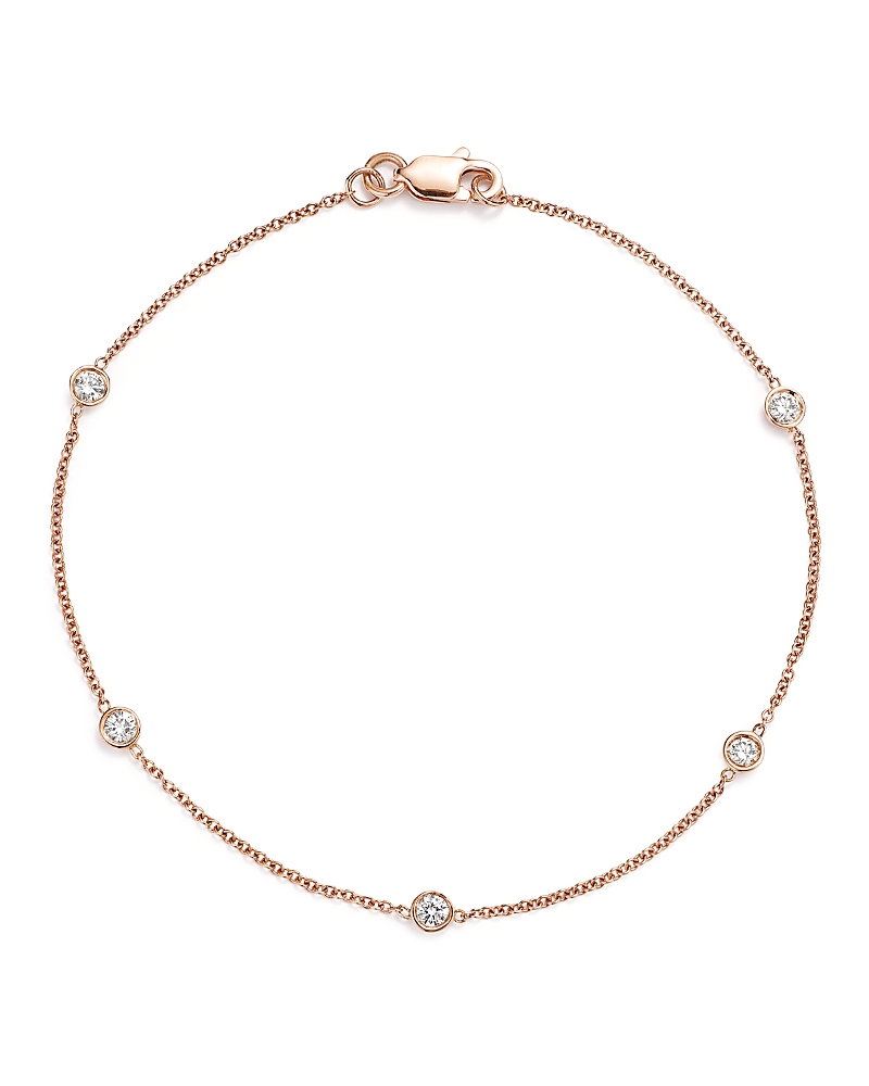 Diamond Station Bracelet in 14K Rose Gold, .25 tcw