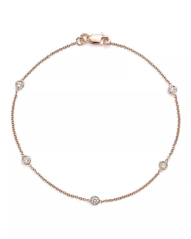 Diamond Station Bracelet in 14K Rose Gold, .25 tcw