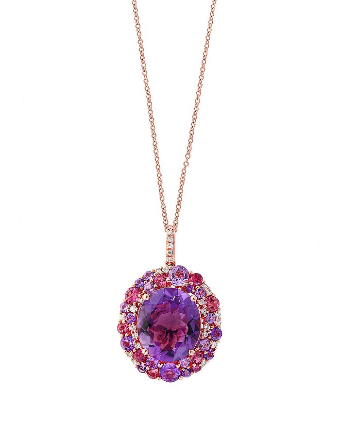 14K Rose Gold, Pink Tourmaline and Diamond Branch Necklace