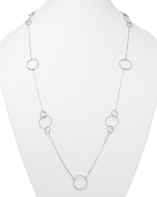 Sterling Silver Twisted Circles Station Necklace, 36" 