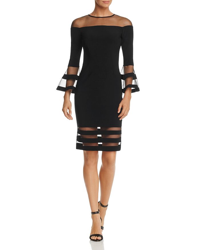 Aqua Bell-sleeve Illusion Dress - 100% Exclusive In Black