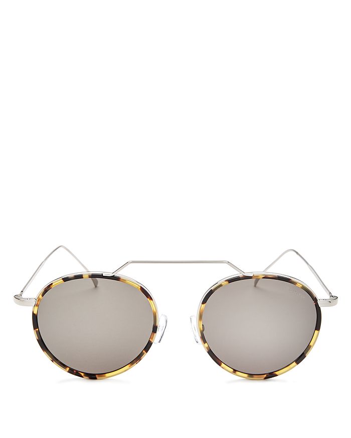 Illesteva Women's Wynwood Ace Brow Bar Round Sunglasses, 51mm In Tortoise/gray Solid