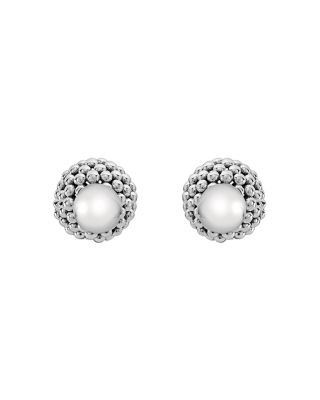 Sterling Silver Signature Caviar Bead Front-Back Stud Earrings