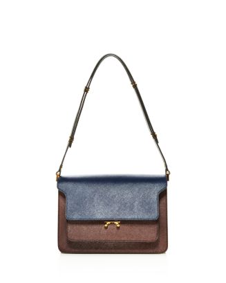 ★MARNI★ Saffiano Trunk East West Bag Aquamarine SBMP0121U0 Light pink, white and grey leather Trunkaroo Mini shoulder