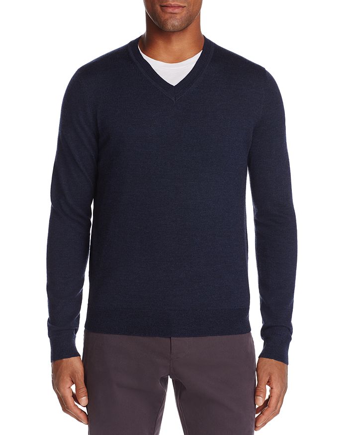 The Men's Store At Bloomingdale's V-neck Merino Sweater - 100% Exclusive In Steel Blue