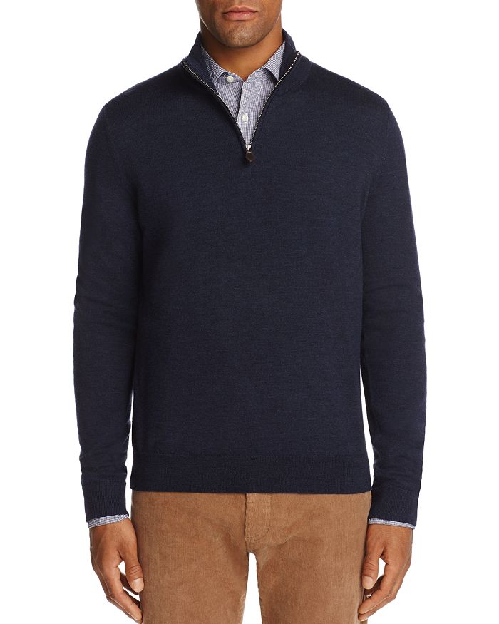 The Men's Store At Bloomingdale's Quarter-zip Merino Sweater - 100% Exclusive In Steel Blue