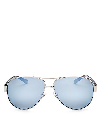Tory Burch Women's Mirrored Polarized Brow Bar Aviator Sunglasses, 62mm |  Bloomingdale's