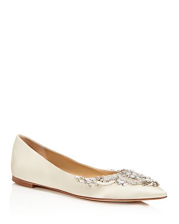 badgley mischka quinn embellished pointed toe flat