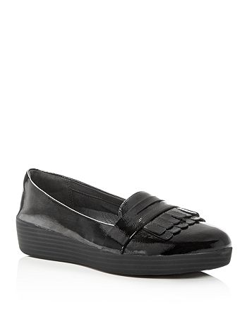 FitFlop Women's Fringey Sneakerloafer Patent Leather Penny Loafers ...