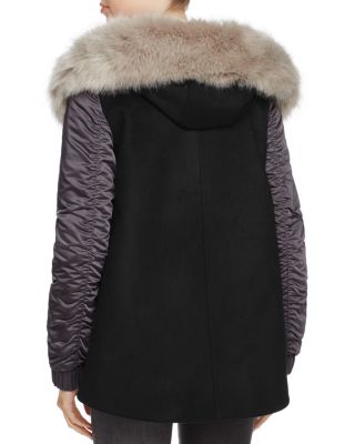 sage collective faux fur cocoon jacket
