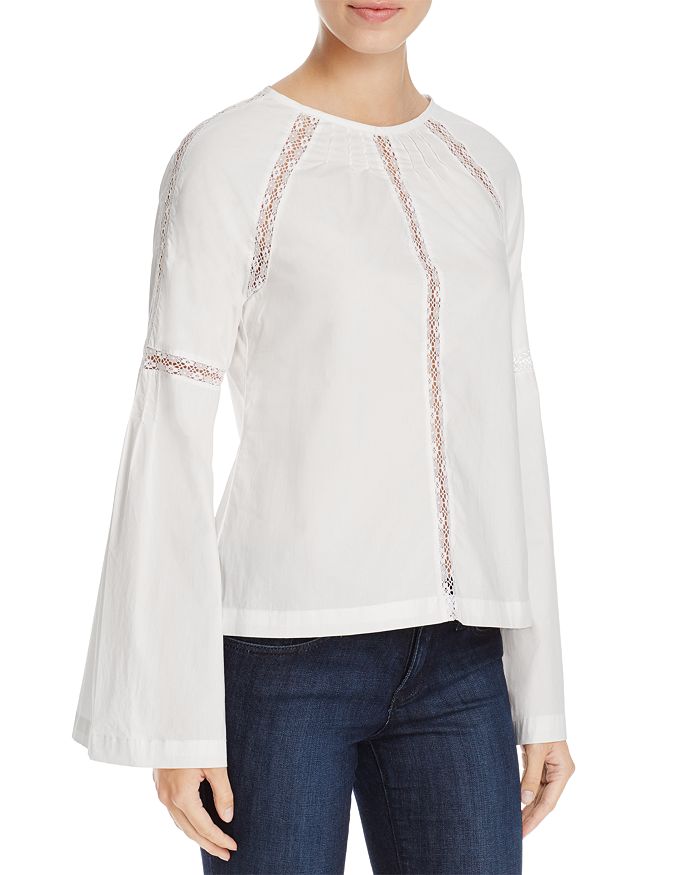 Cosette Nichol Lace Inset Bell Sleeve Top | Bloomingdale's