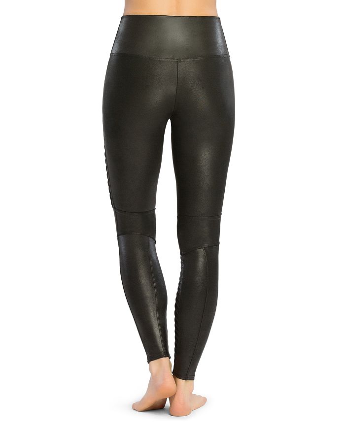 Shop Spanx Moto Faux Leather Leggings In Very Black