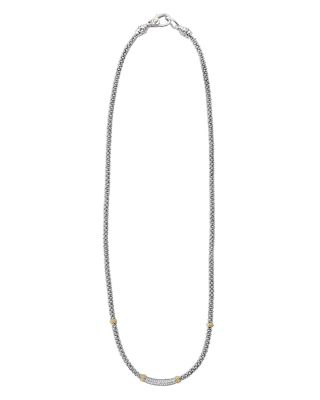 18K Gold and Sterling Silver Diamond Lux Station Necklace, 16"