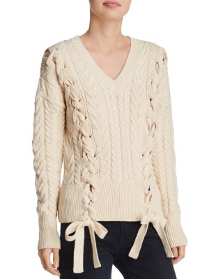 Do and Be Lace-Up Cable-Knit Sweater 