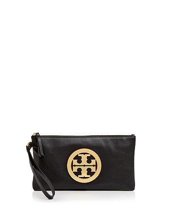 Tory Burch Charlie Leather Clutch | Bloomingdale's
