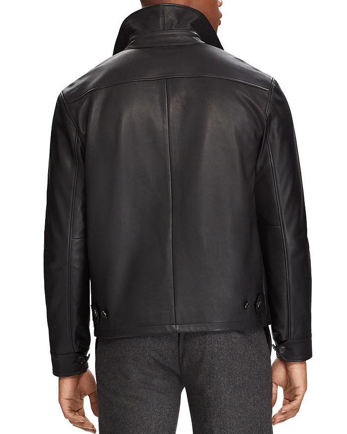 Shop Polo Ralph Lauren Maxwell Lambskin Leather Zip Jacket In Polo Black