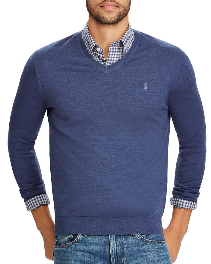POLO RALPH LAUREN SLIM FIT WASHABLE WOOL V-NECK SWEATER