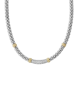 Lagos 18K Gold & Sterling Silver Diamond Lux Single Station Necklace, 16