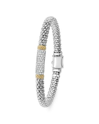 18K Gold & Sterling Silver Diamond Lux Pav&eacute; Station Bracelet, 6mm