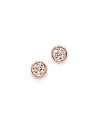 Diamond Bezel Set Cluster Small Stud Earrings in 14K Gold, 0.10 tcw 