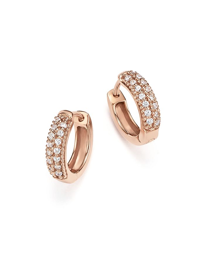 Bloomingdale's Diamond Mini Hoop Earrings In 14k Rose Gold,.15 Ct. T.w. - 100% Exclusive In White/rose