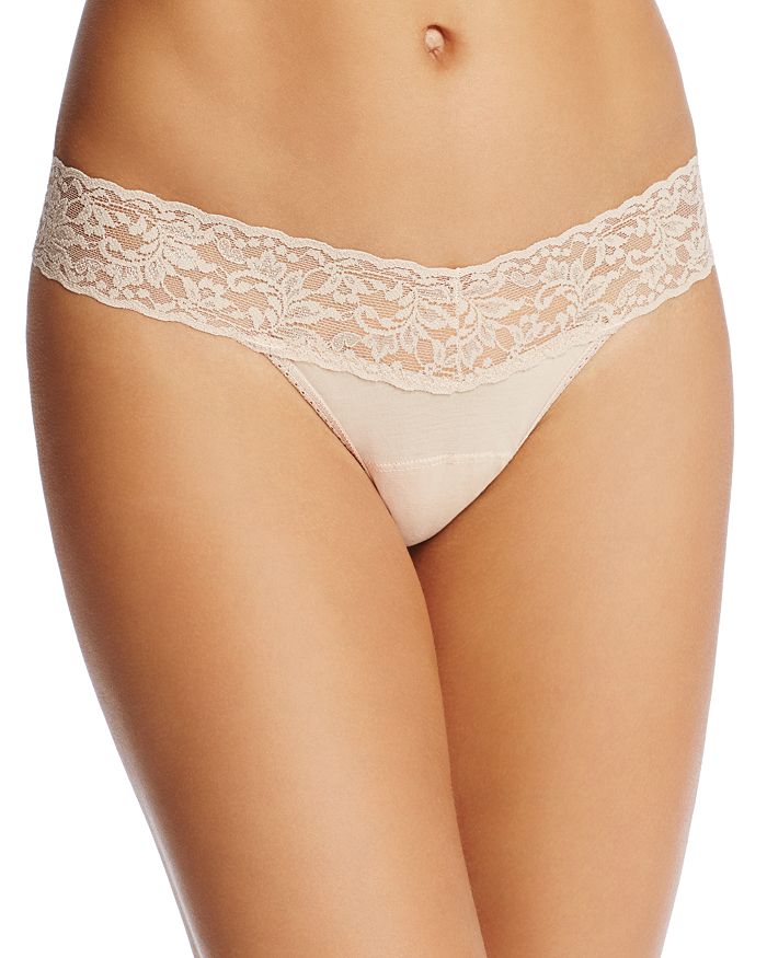 Shop Hanky Panky Petite Cotton With A Conscience Low-rise Thong In Chai